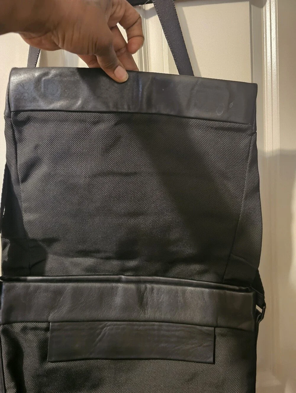 Tumi Black Men's Messenger Bag with Leather Accent